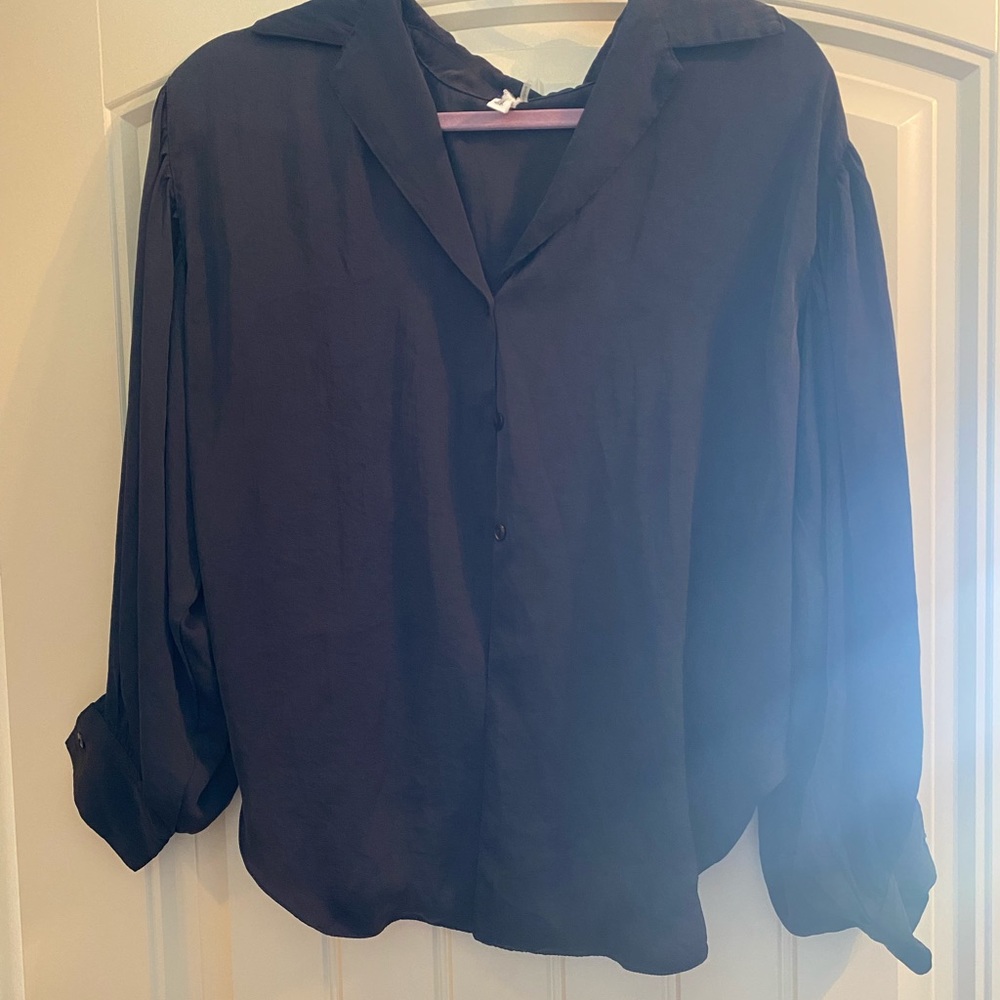 Navy button up top